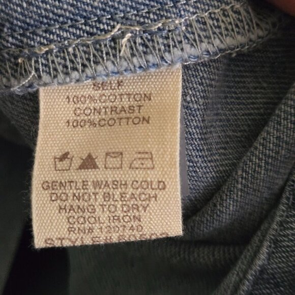 Mystree Crochet Sleeve Medium Wash Denim Jacket Bohemian Size M - Picture 11 of 11